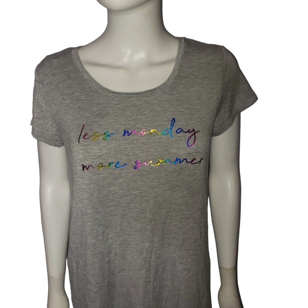 ISAAC MIZRAHI Less Monday More Summer Gray PJ Nightshirt Size Medium